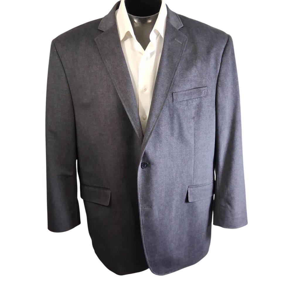 Pronto‎ Uomo Mens Blazer 2XL Gray Classic 2-Button Lined Sport Coat Poly Blend